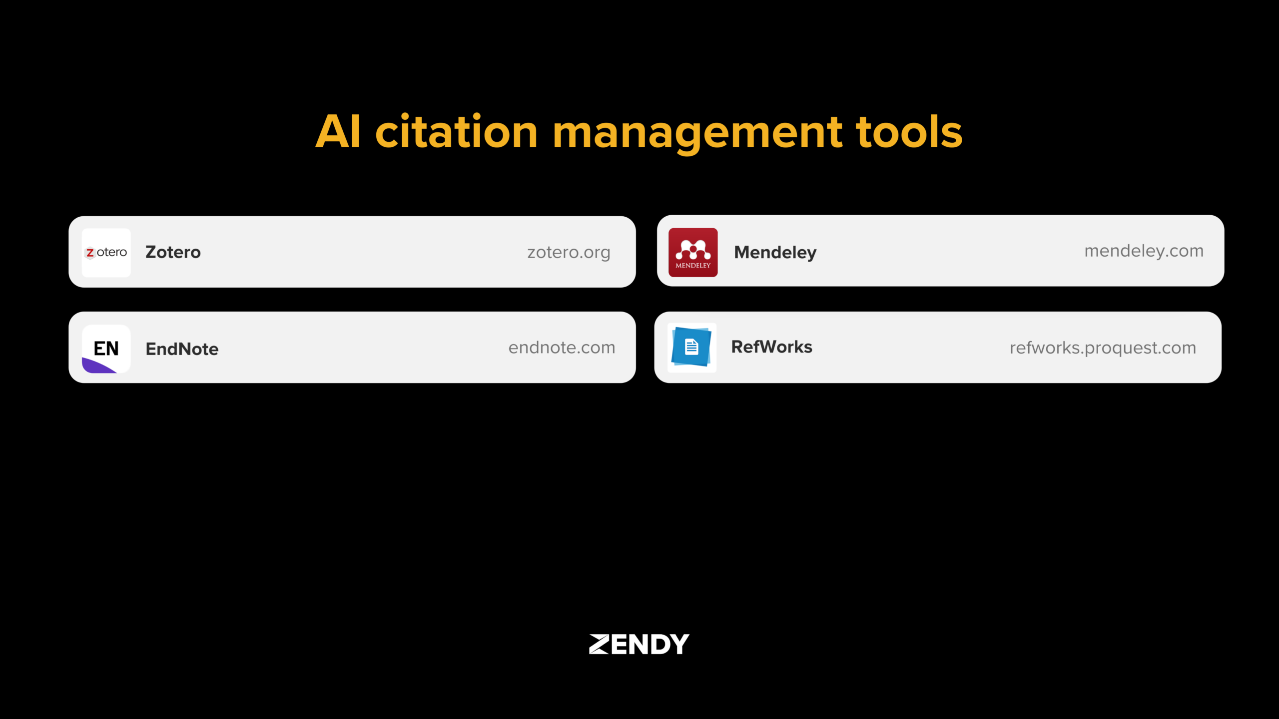 Top AI Citation Management Tools: EndNote, Mendeley, RefWorks, Zotero